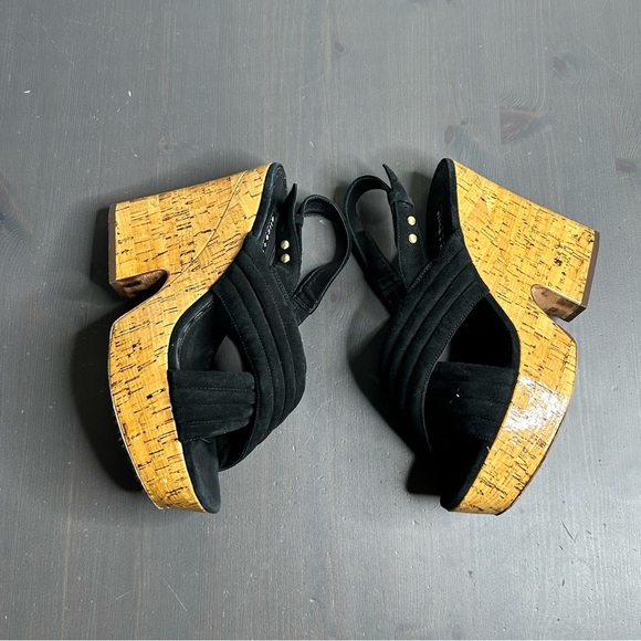 Alice + Olivia Charlize Wedge Slingback Cork Heels - Picture 3 of 7